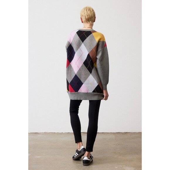 NWT Ruti Womens Size Small Multicolor Argyle Crew Neck Sweater Mini Dress NEW - Picture 5 of 6